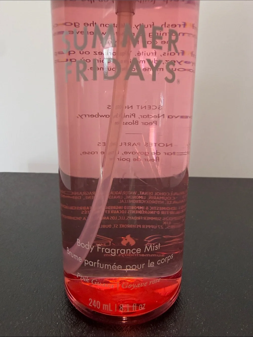 Summer Fridays Pink Body Fragrance Mist Bottle pink Guava